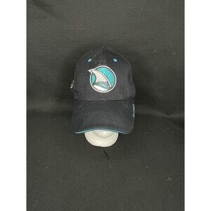 San Jose Sharks Logo CCM Genuine NHL Authentic SnapBack S/M Hat Cap Black Teal